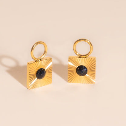 Black Stone Chunky Huggie Hoop Charms