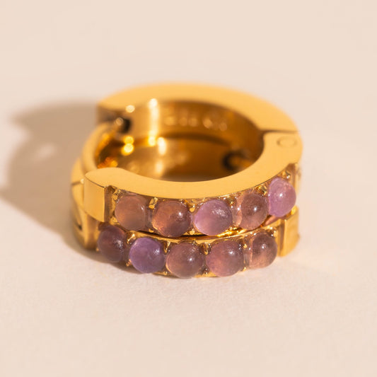 Color Gem Huggie Hoop Earrings