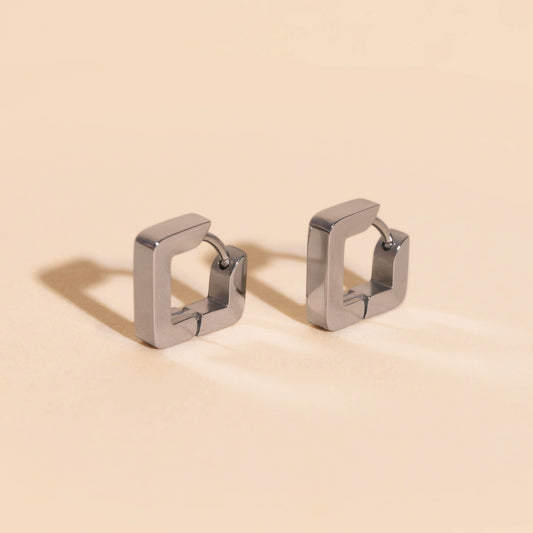Diamond Chunky Huggie Hoop Earrings