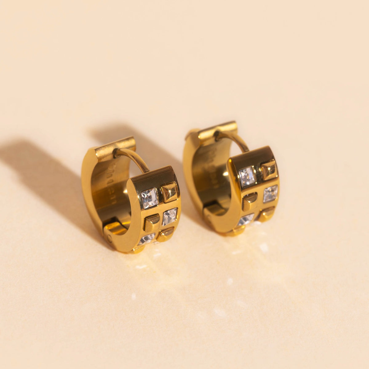 Crystal Square Super Chunky Huggie Hoop Earrings