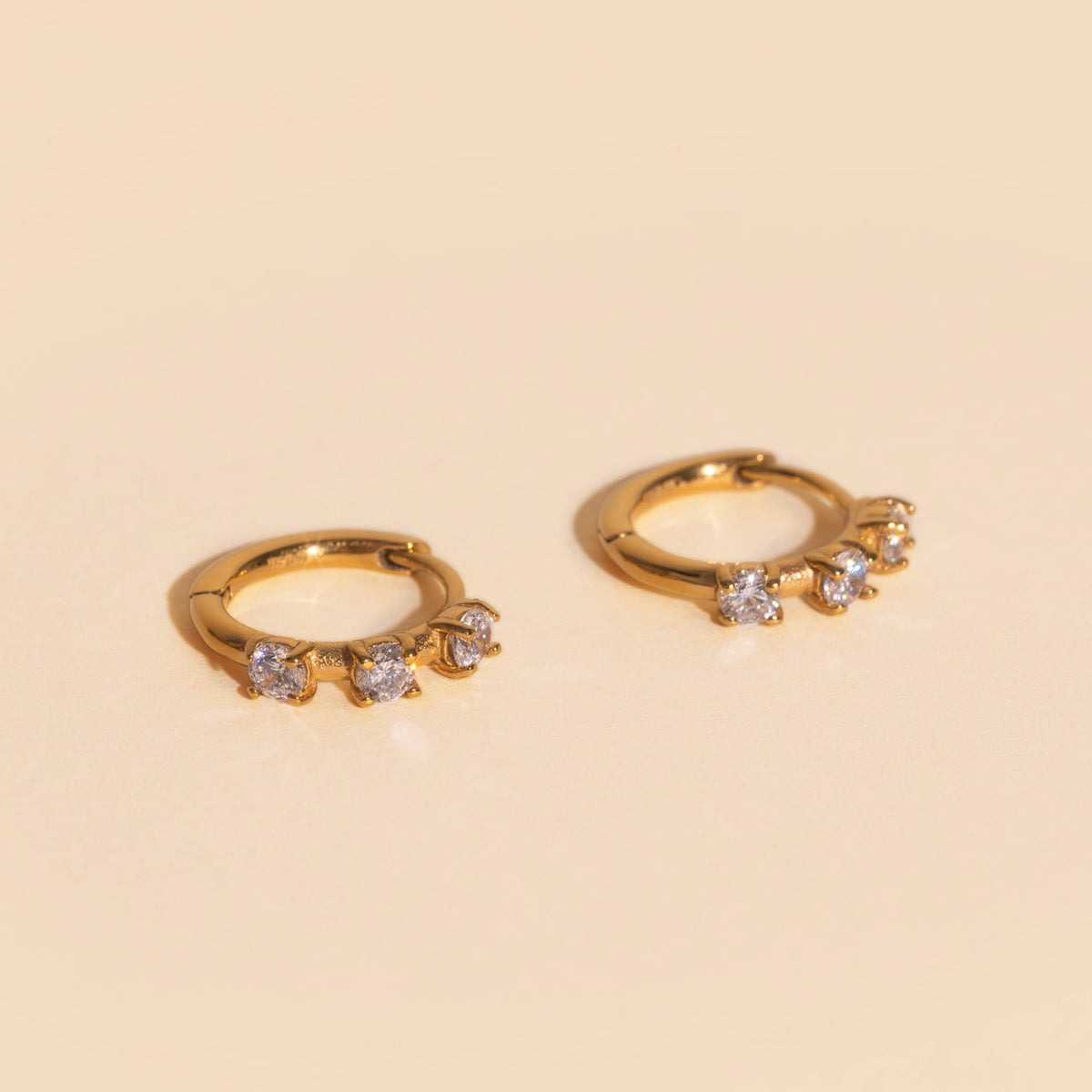 Thin Crystal Huggie Hoop Earrings