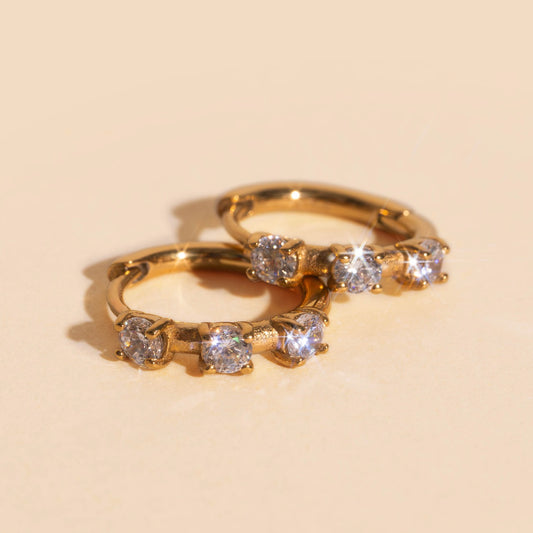 Thin Crystal Huggie Hoop Earrings