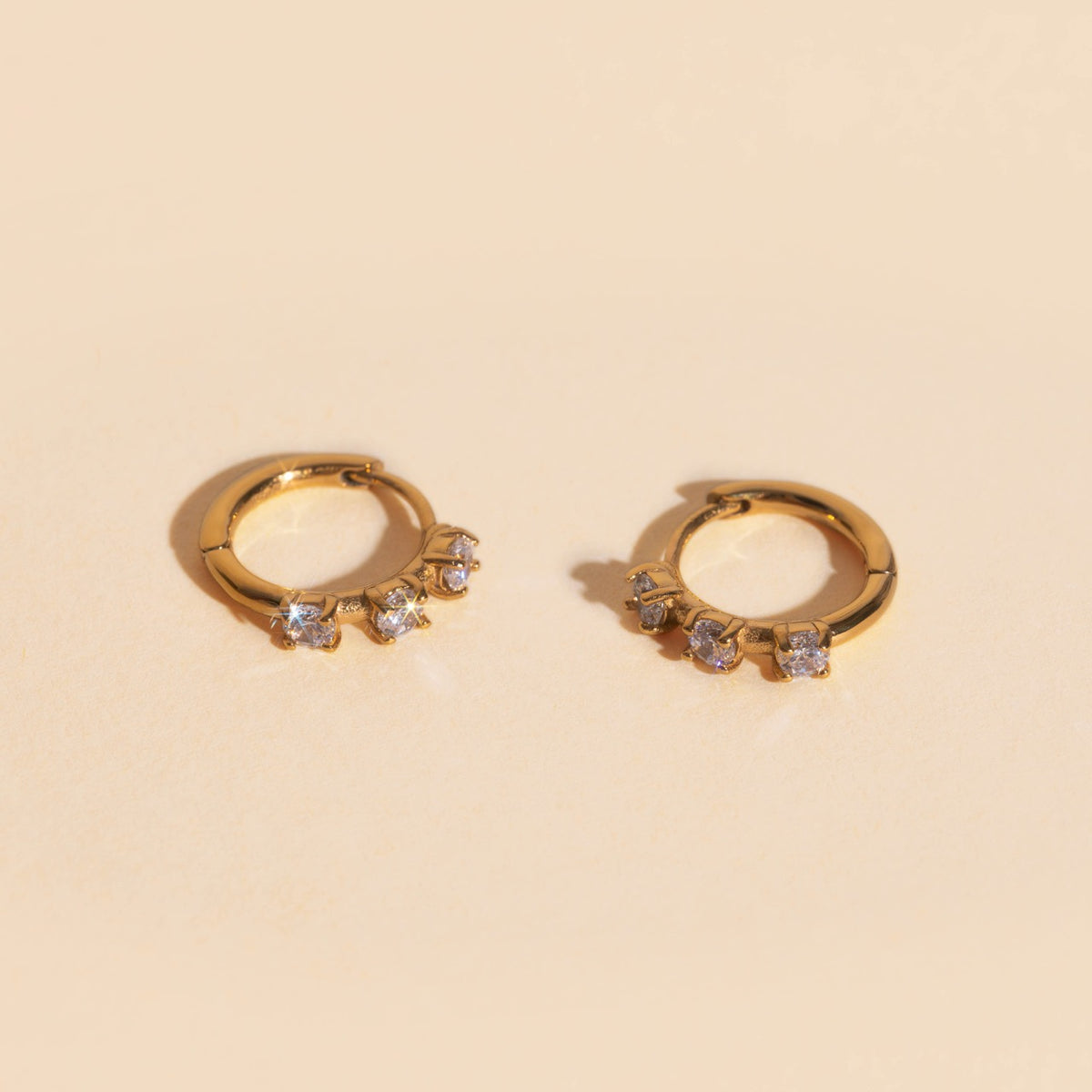 Thin Crystal Huggie Hoop Earrings