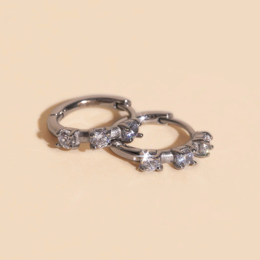 Thin Crystal Huggie Hoop Earrings