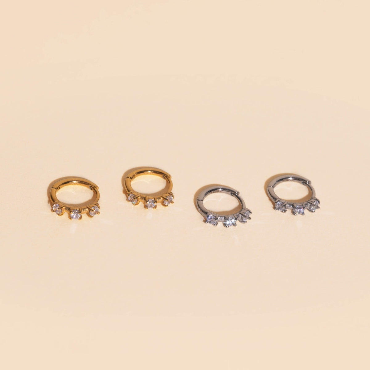 Thin Crystal Huggie Hoop Earrings