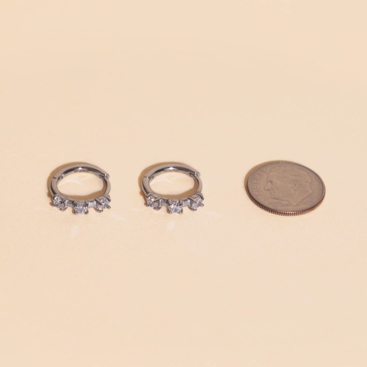 Thin Crystal Huggie Hoop Earrings