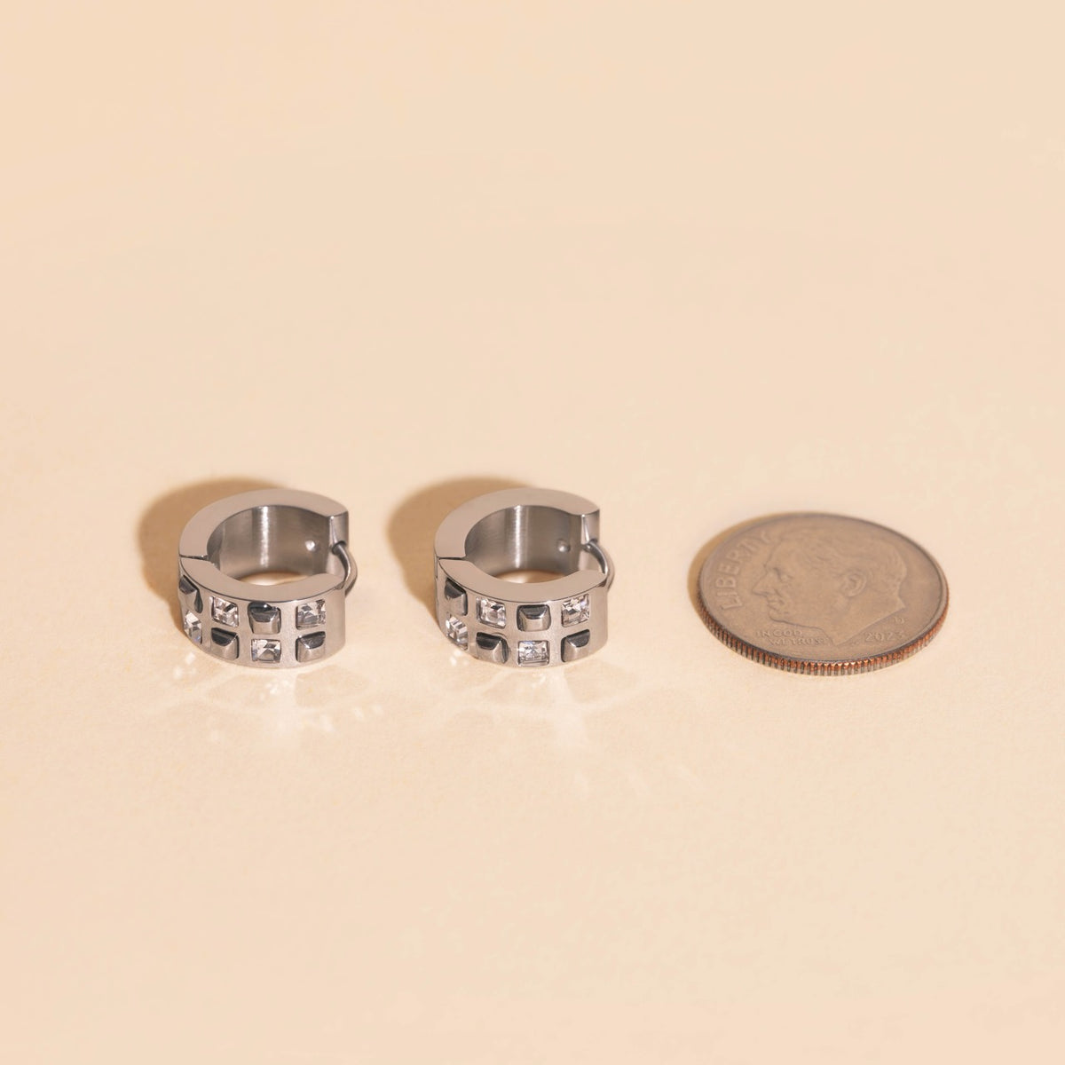 Crystal Square Super Chunky Huggie Hoop Earrings