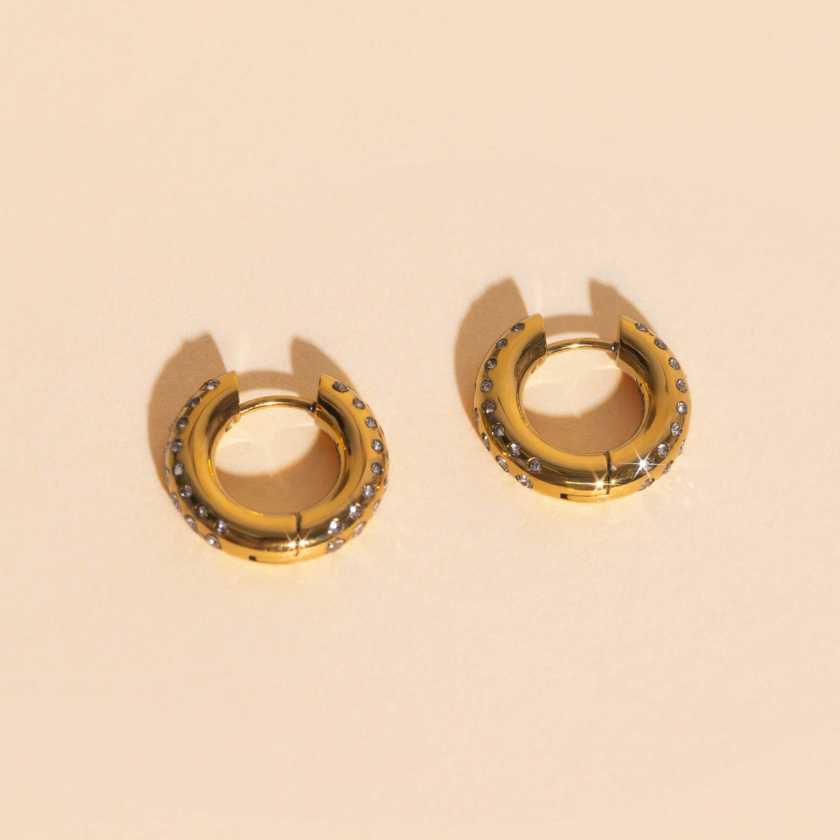 Iced Chunky Rounded Huggie Hoop Earrings