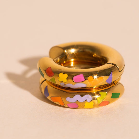 Shapes Chunky Rounded Huggie Hoop Earrings