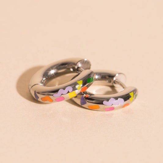 Shapes Chunky Rounded Huggie Hoop Earrings