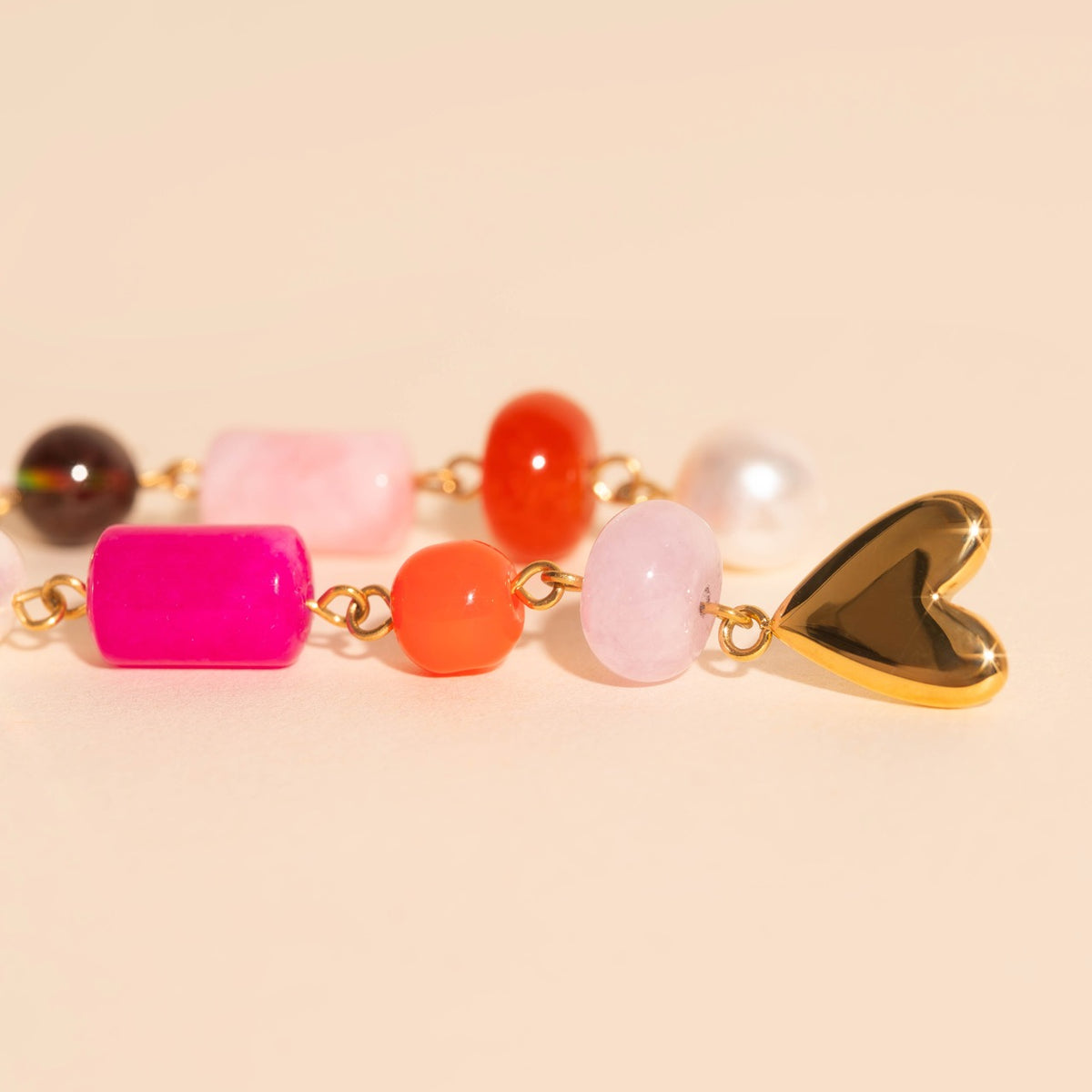 Heart Beaded Dangle Stud Earrings