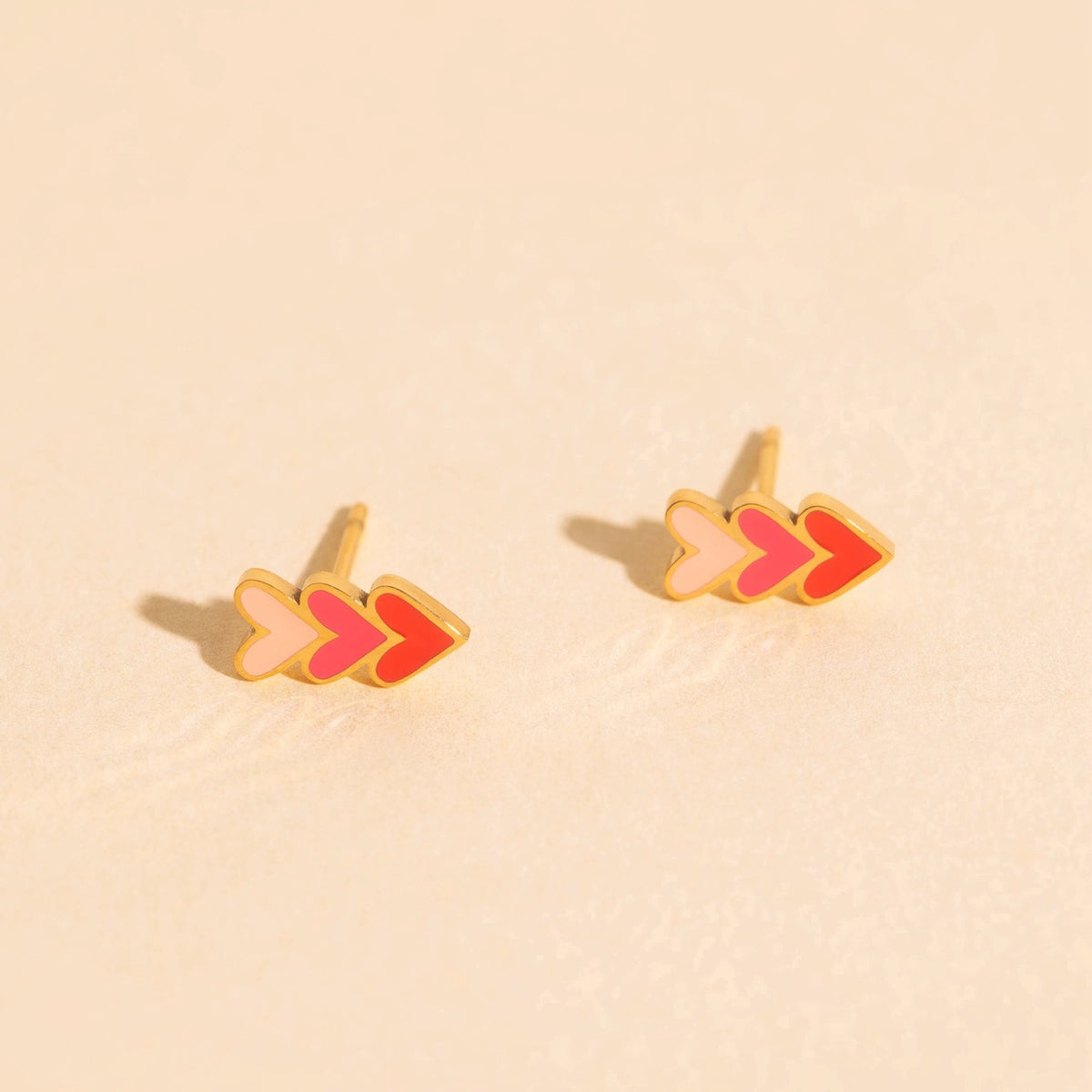 Stacked Heart Stud Earrings
