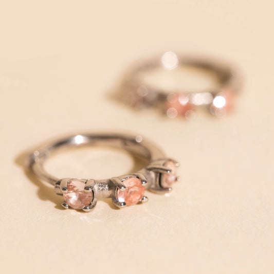 Thin Crystal Huggie Hoop Earrings