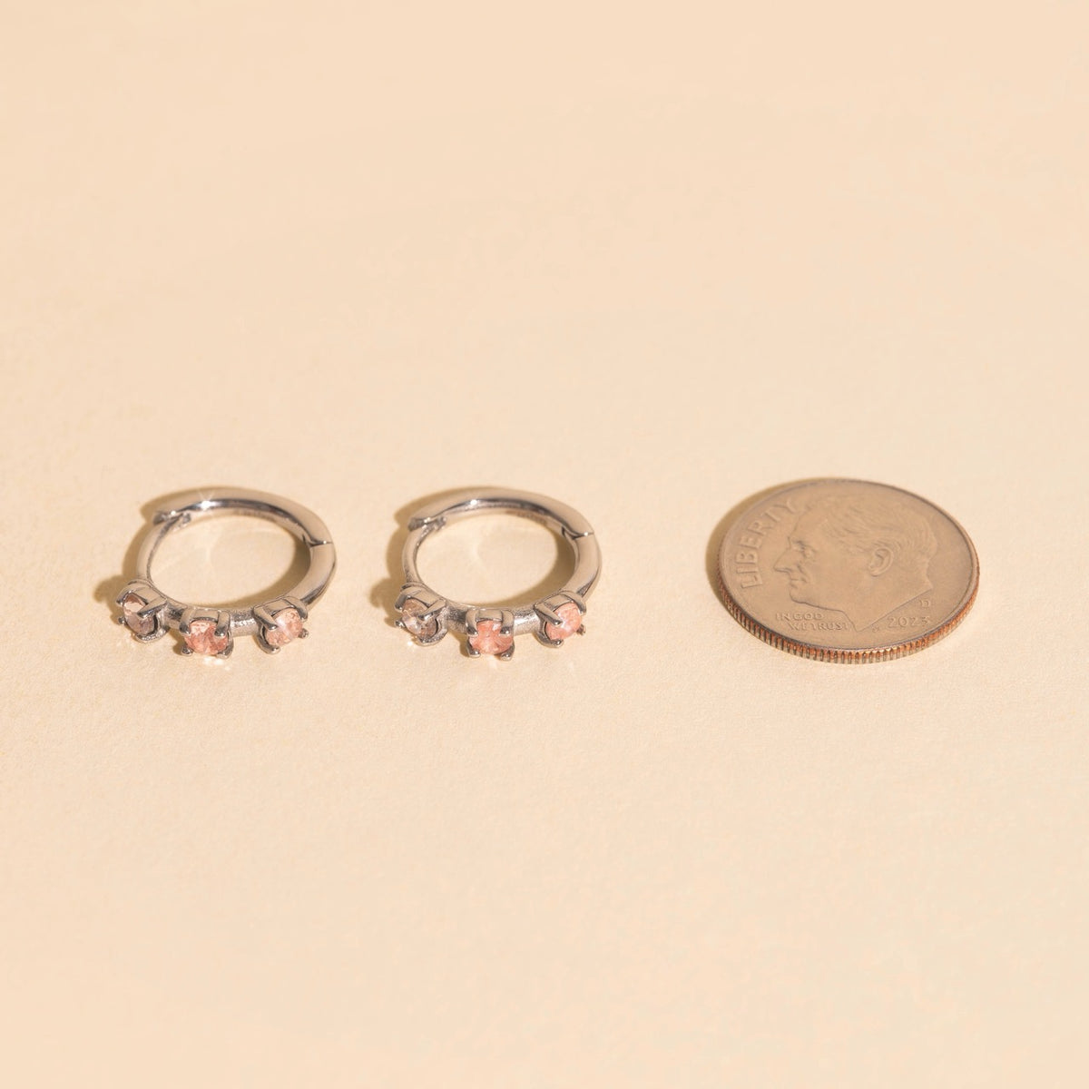 Thin Crystal Huggie Hoop Earrings