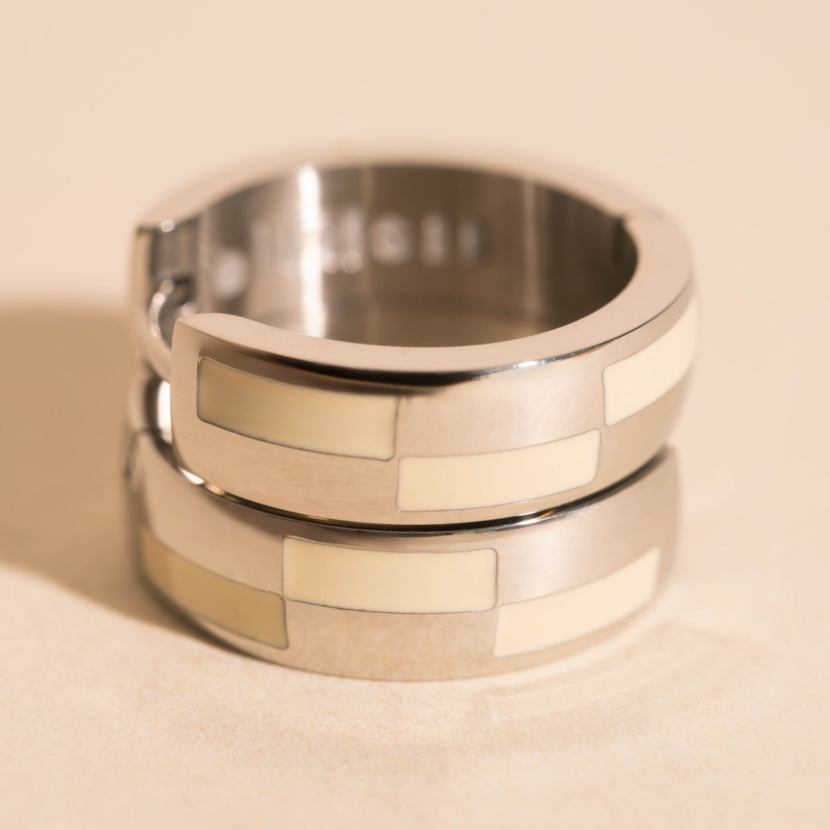 16mm Block Checkered Super Chunky Huggie Hoop Earrings