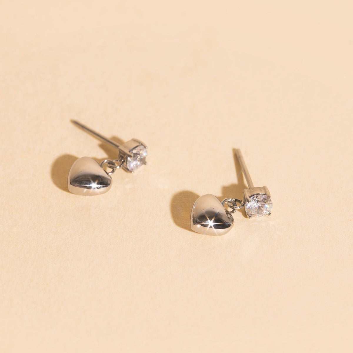 Heart Drop Stud Earrings