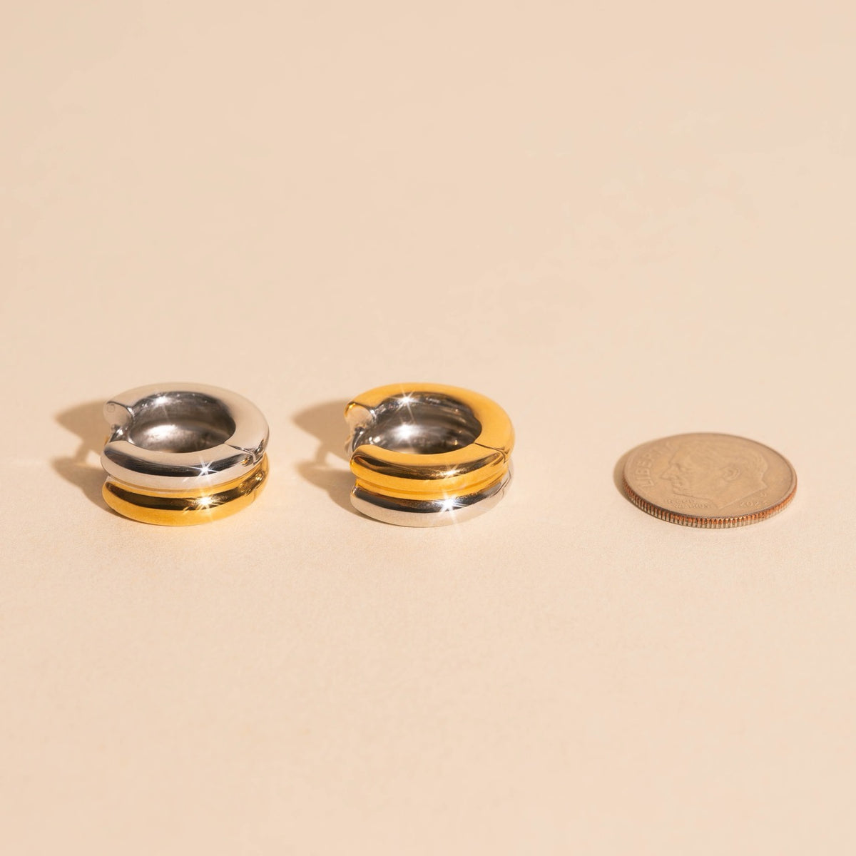 Titanium Double Chunky Rounded Huggie Hoop Earrings - FeatherTUFF™