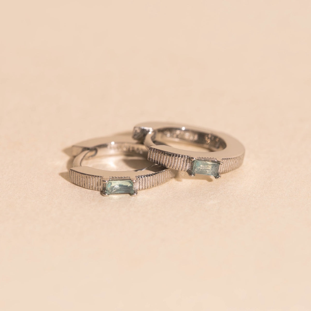 Baguette Textured Huggie Hoop Earrings