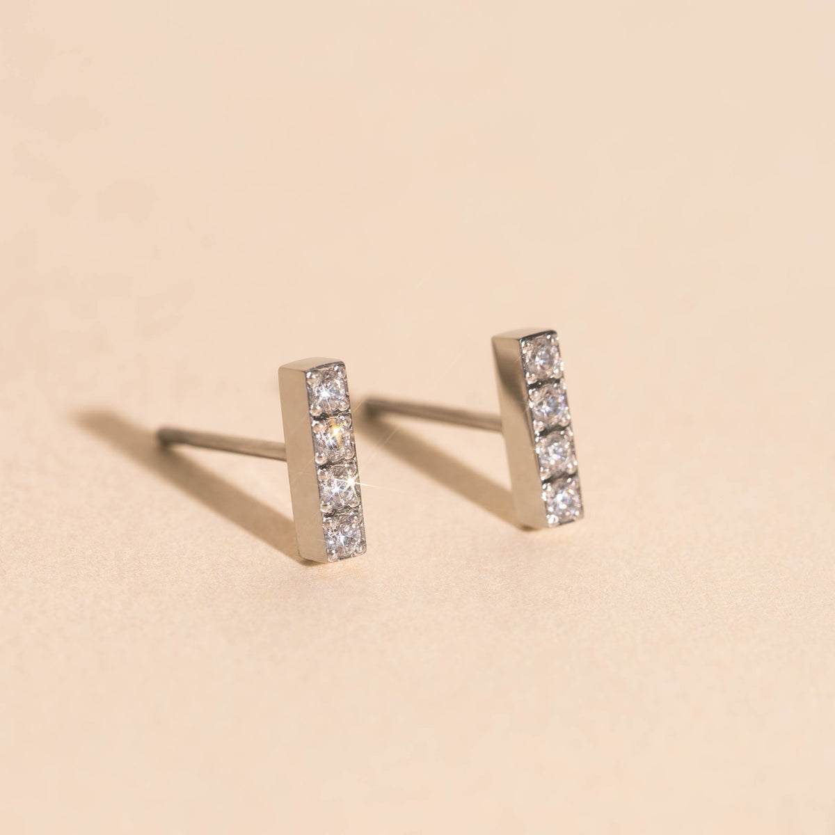 Crystal Quad Bar Stud Earrings