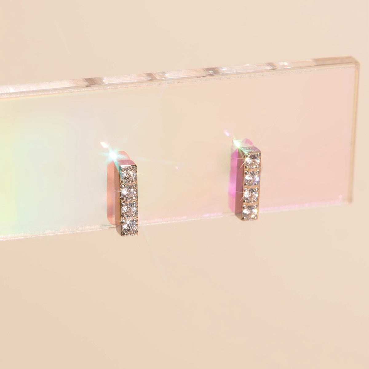 Crystal Quad Bar Stud Earrings