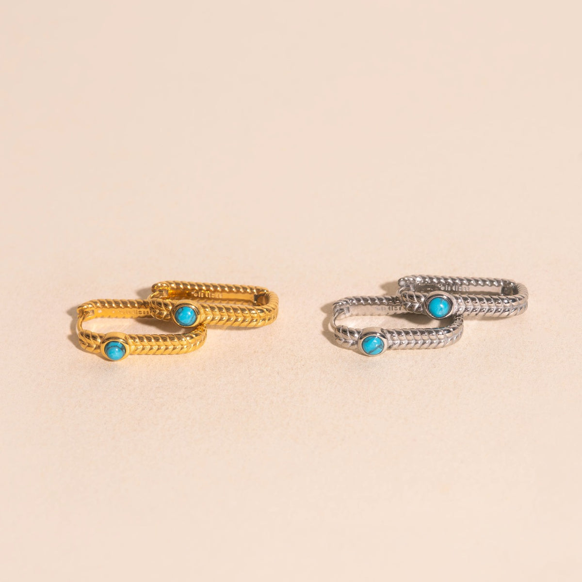 Rope Rectangle Huggie Hoop Earrings