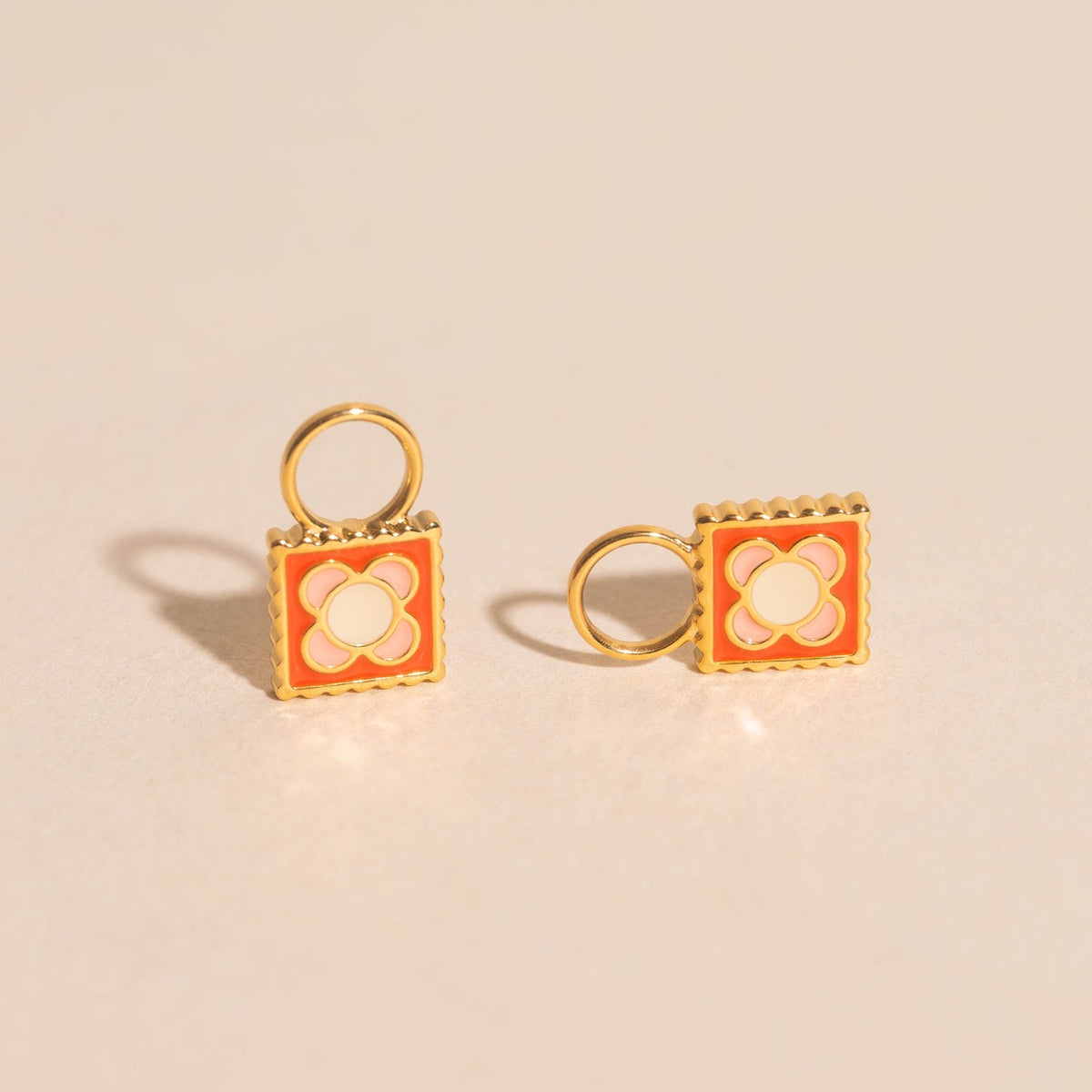 Flower Stamp Chunky Huggie Hoop Charms