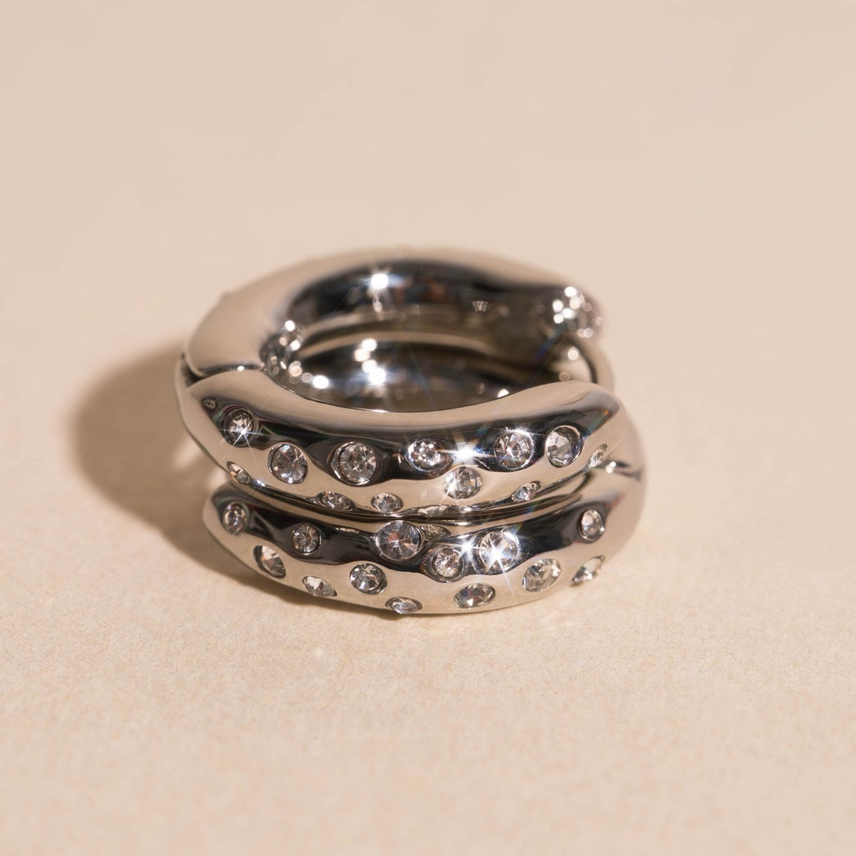 Sparkle Chunky Rounded Huggie Hoop Earrings
