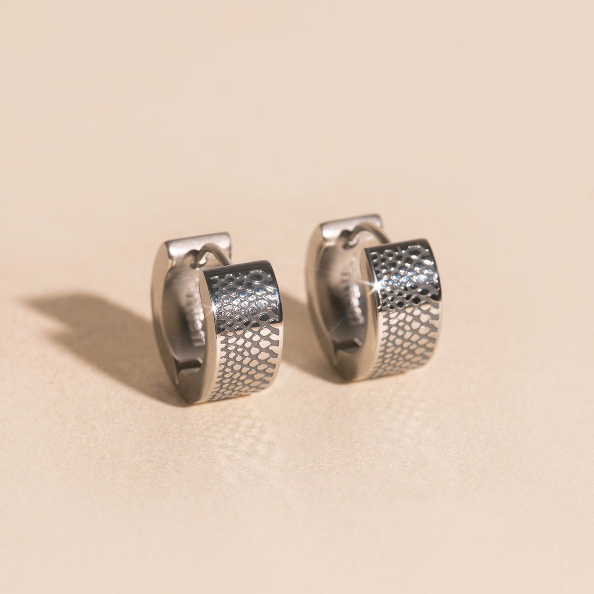 Snake Skin Super Chunky Huggie Hoop Earrings