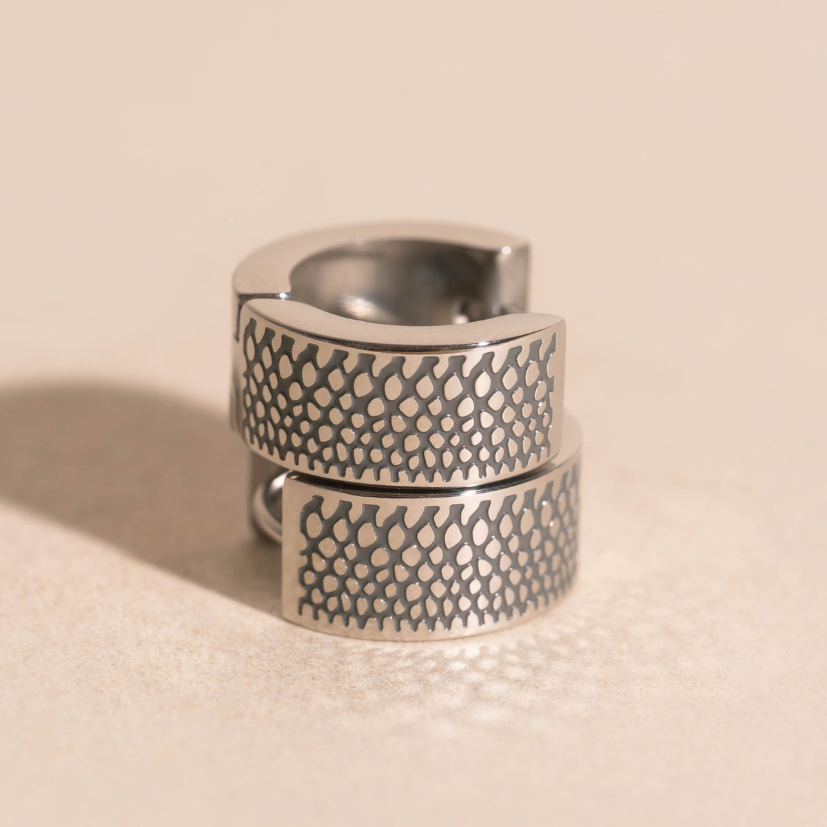 Snake Skin Super Chunky Huggie Hoop Earrings