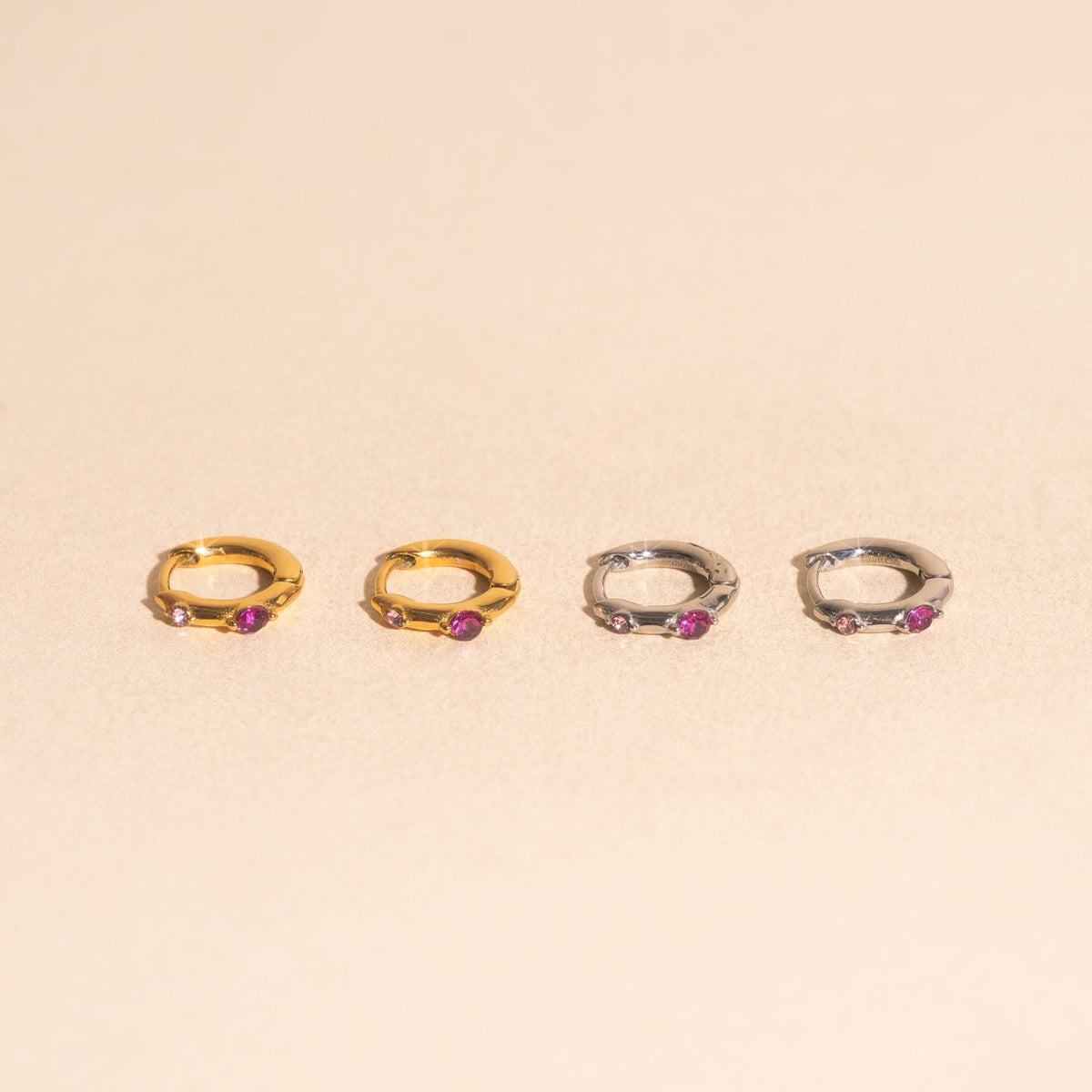 Mini Crystal Rounded Huggie Hoop Earrings