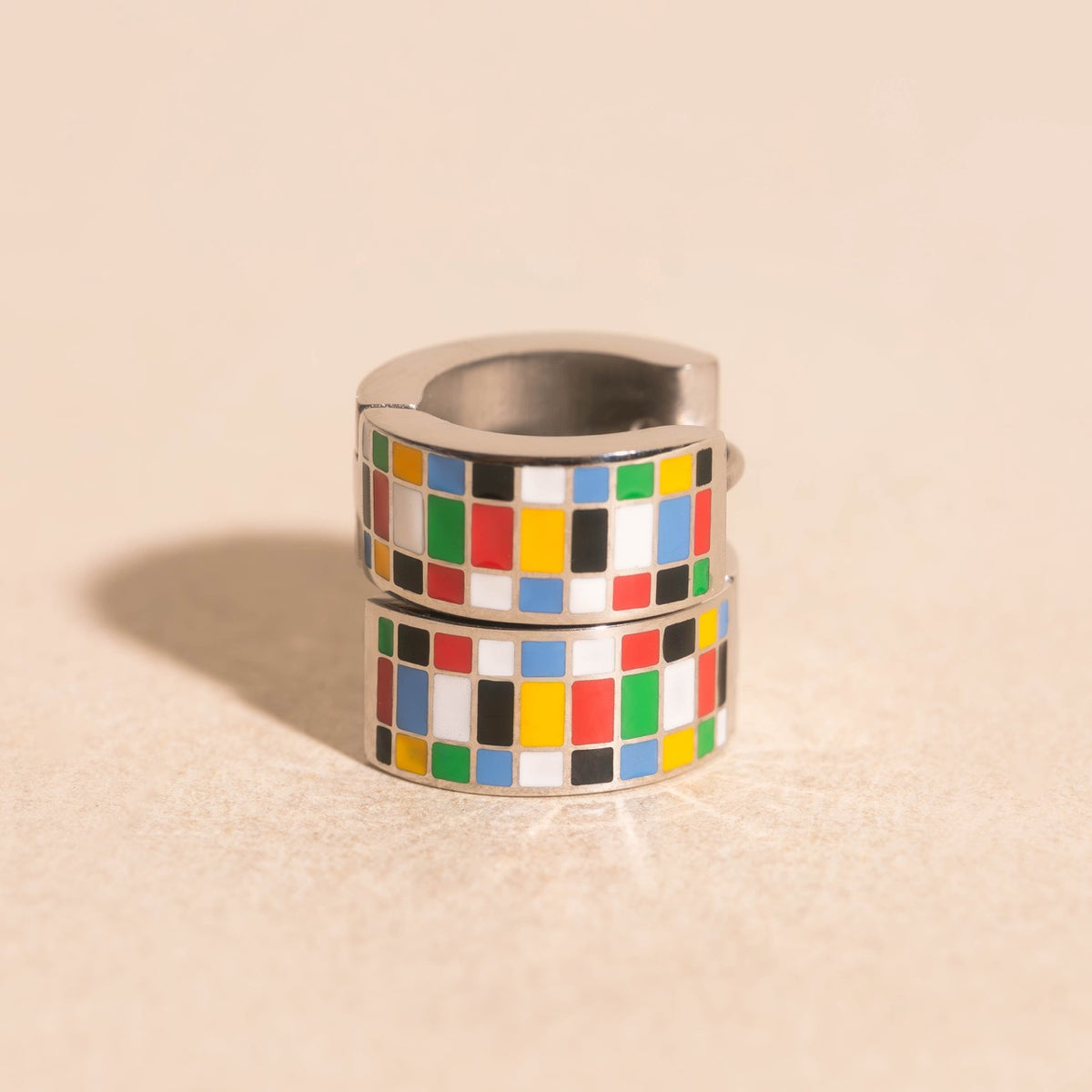 Global Goals Checkered Super Chunky Huggie Hoop Earrings