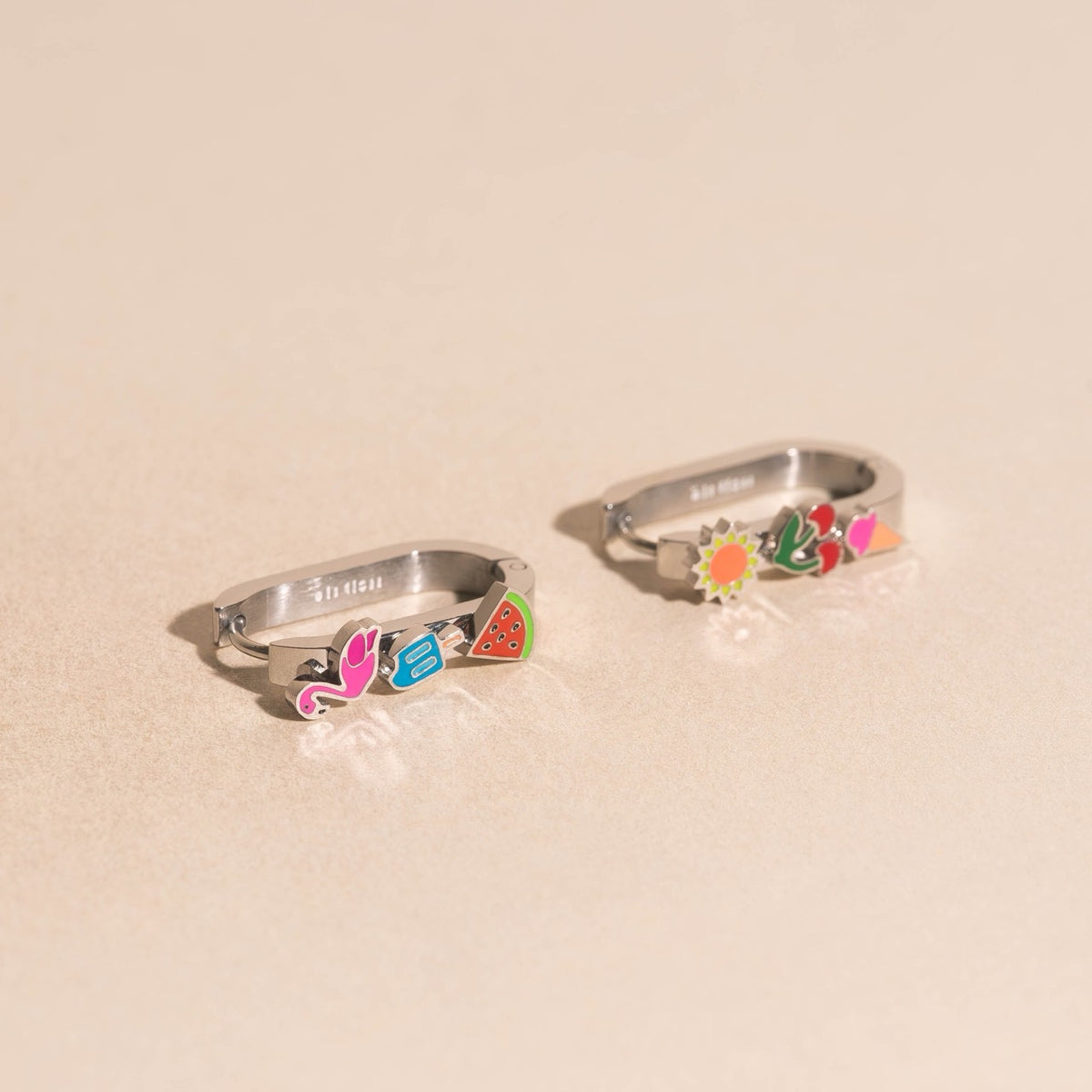 Summer Vibes Oblong 3D Huggie Hoop Earrings