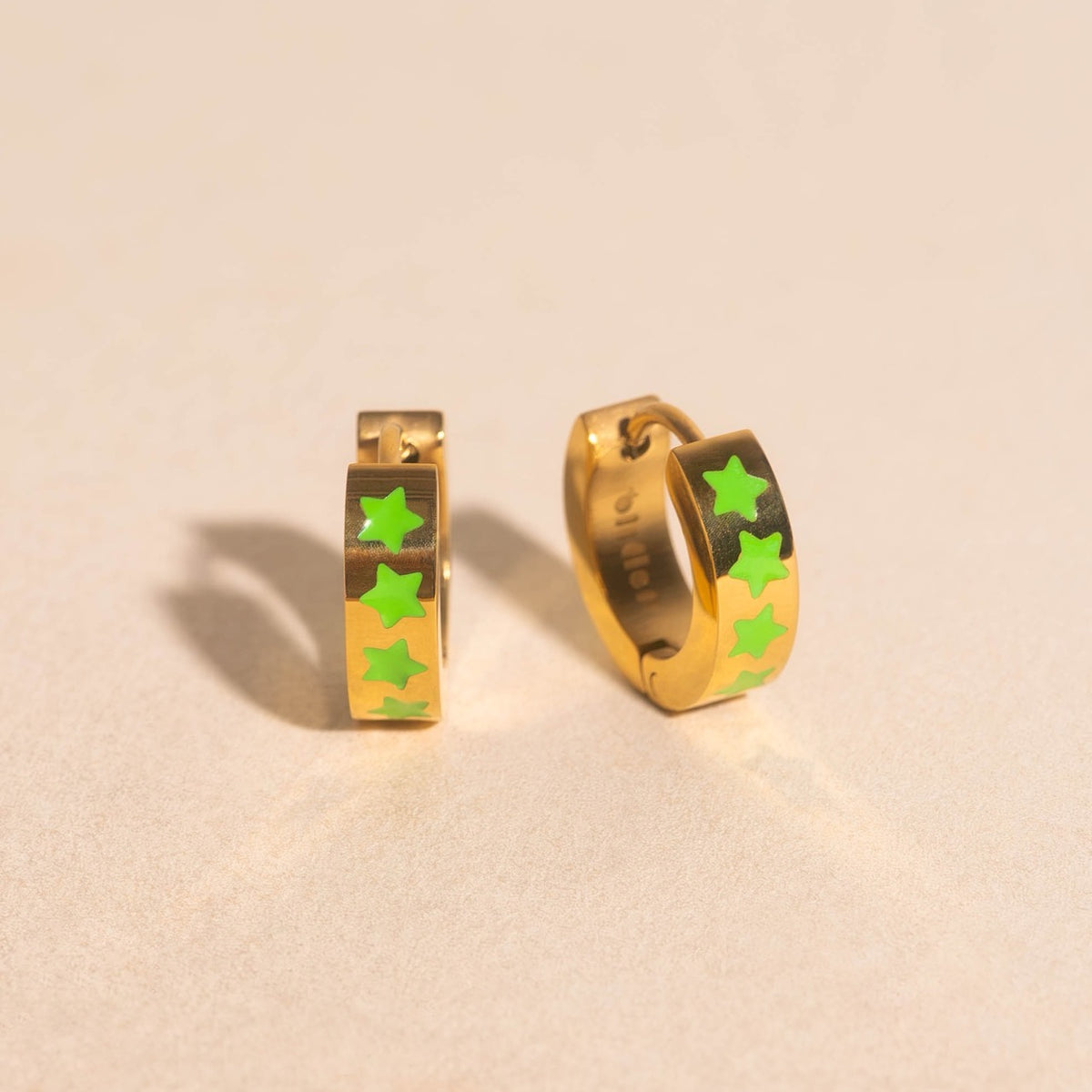 Neon Star Chunky Huggie Hoop Earrings