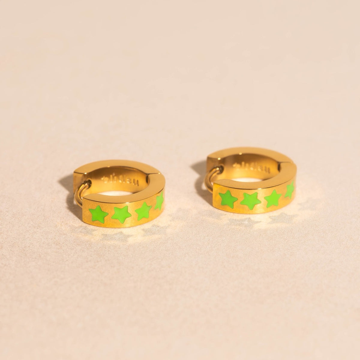 Neon Star Chunky Huggie Hoop Earrings