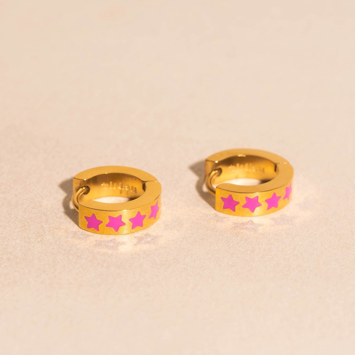 Neon Star Chunky Huggie Hoop Earrings