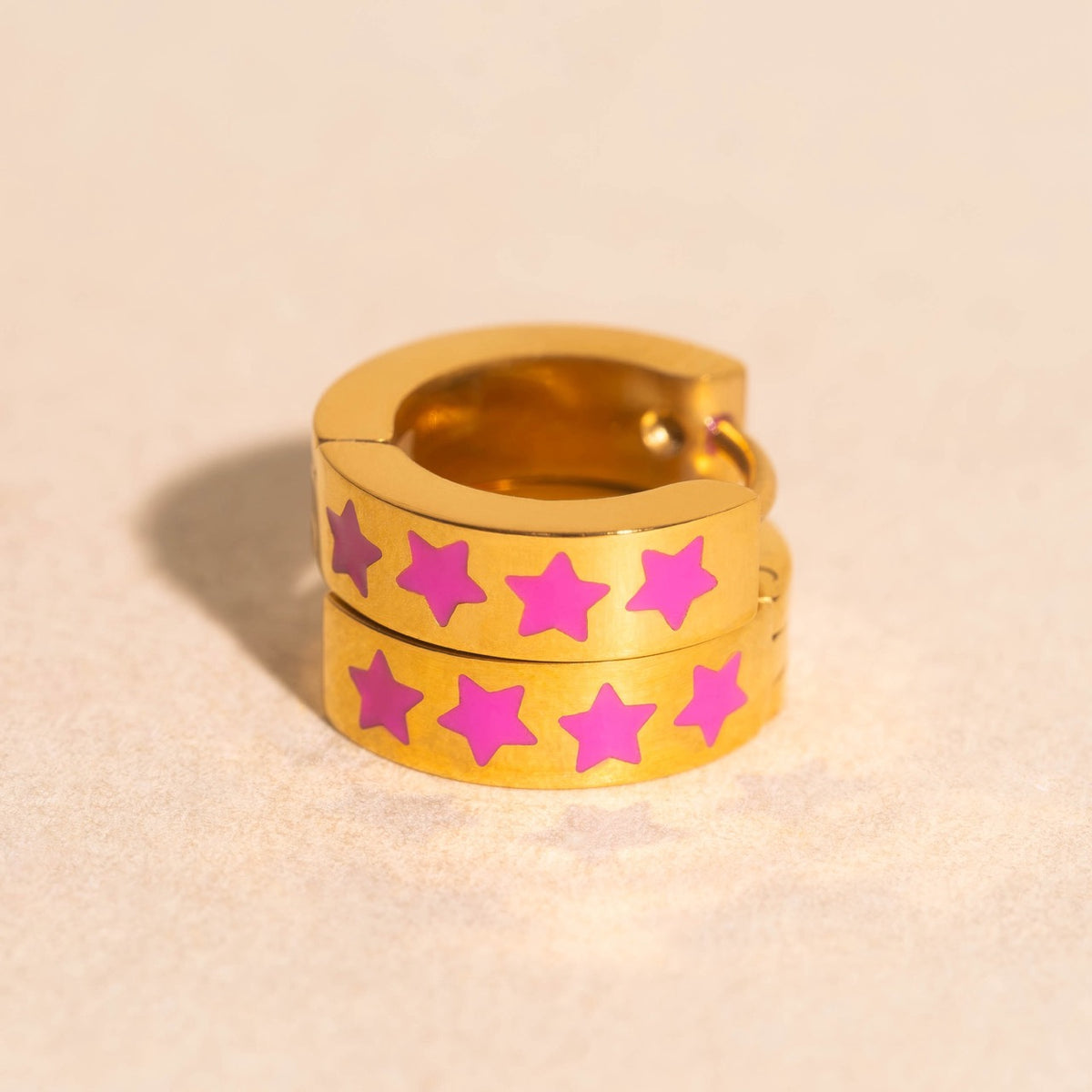 Neon Star Chunky Huggie Hoop Earrings