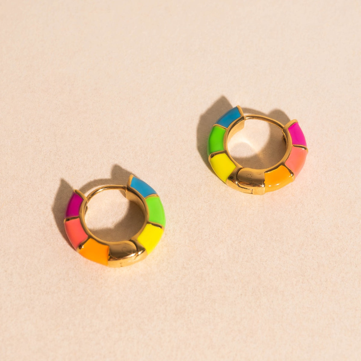 Color Block Huggie Hoop Earrings