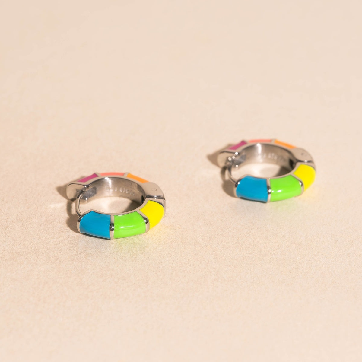 Color Block Huggie Hoop Earrings