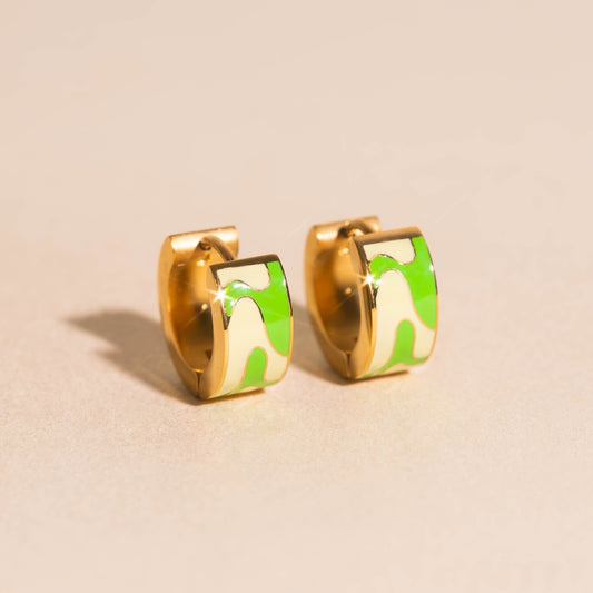 Neon Camo Super Chunky Huggie Hoop Earrings