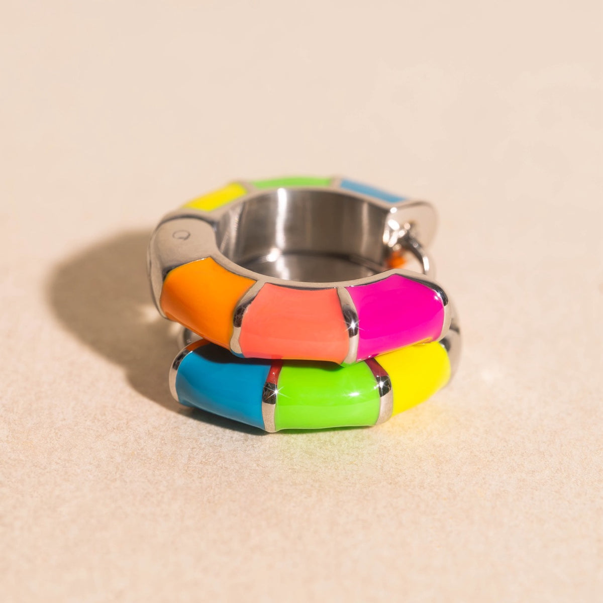 Color Block Huggie Hoop Earrings