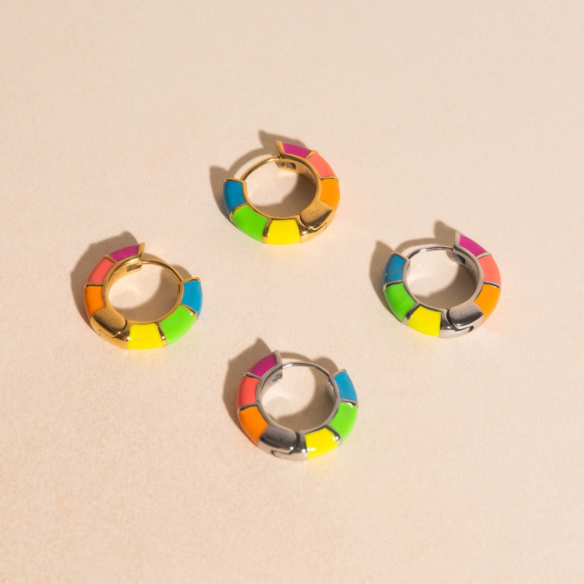 Color Block Huggie Hoop Earrings