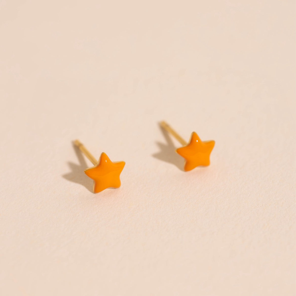 Orange Star Stud Earrings