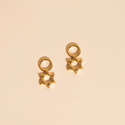 Star of David Chunky Huggie Hoop Charms