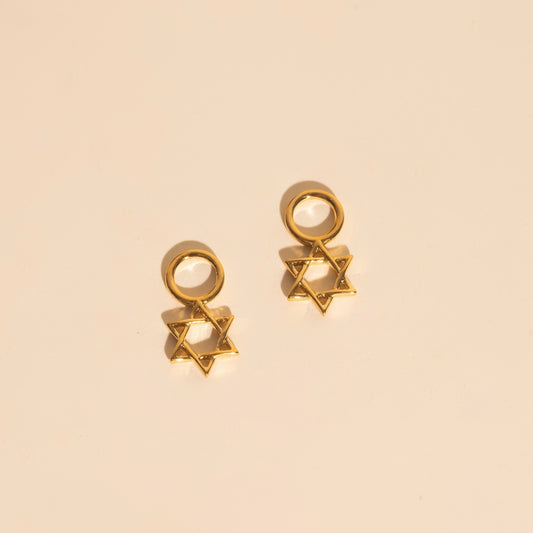 Star of David Chunky Huggie Hoop Charms
