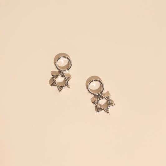 Star of David Chunky Huggie Hoop Charms