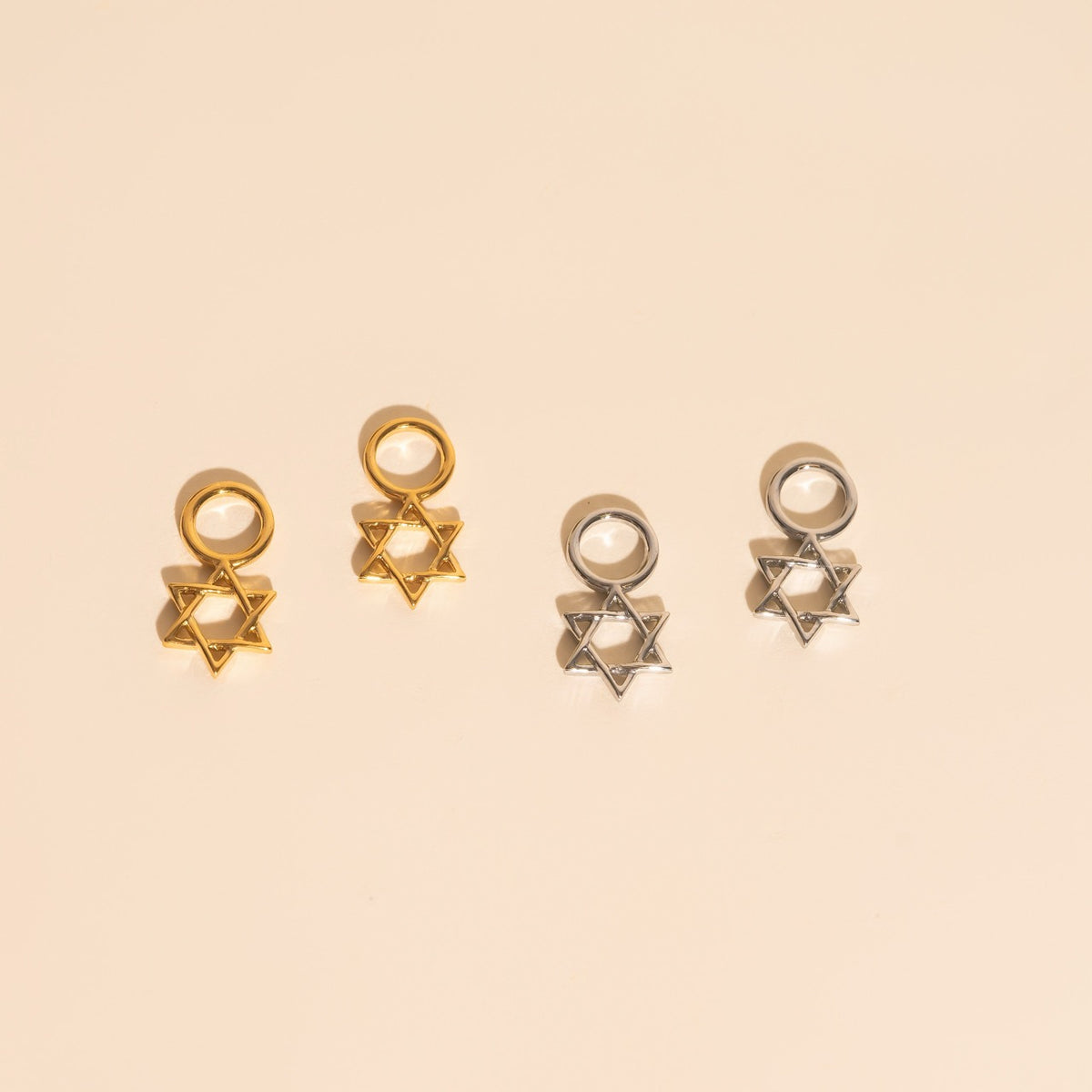 Star of David Chunky Huggie Hoop Charms