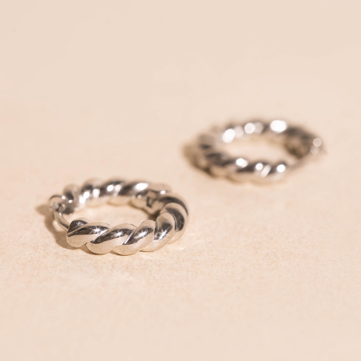 Rope Chunky Rounded Huggie Hoop Earrings