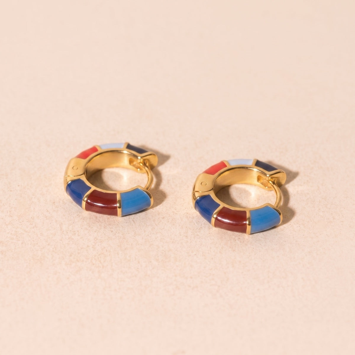 Color Block Huggie Hoop Earrings