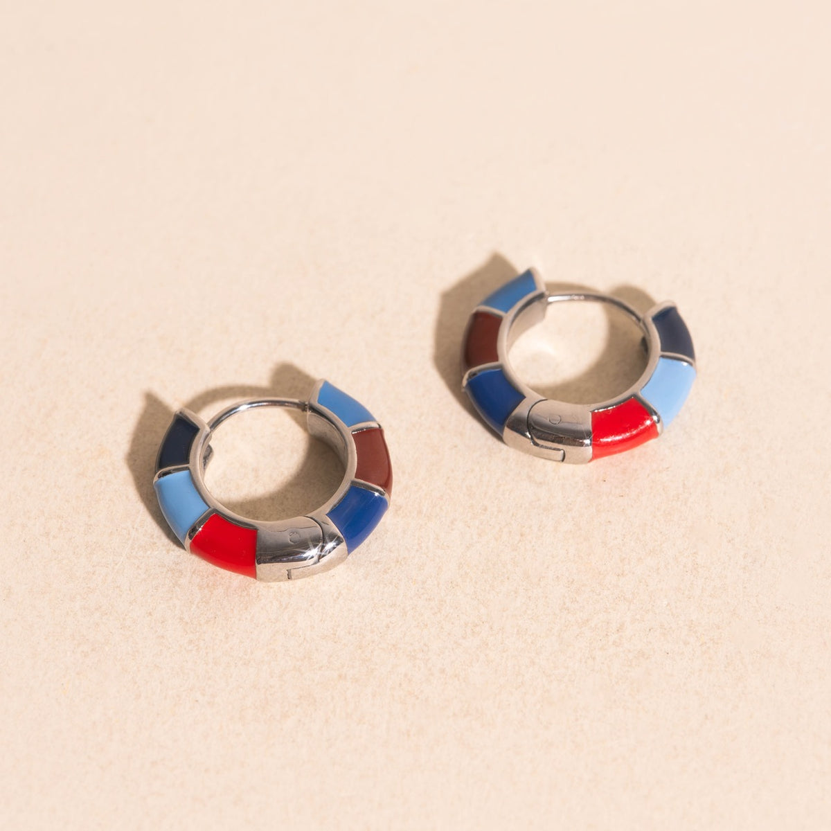 Color Block Huggie Hoop Earrings