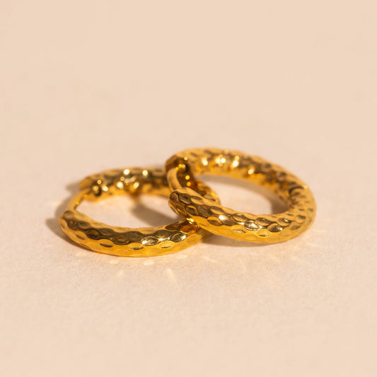 Hammered Rounded Huggie Hoop Earrings